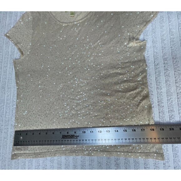 Sigrid Olsen Womens Cream Silk Modal Knitted Sequin Top Large Cap Sleeve - Picture 8 of 8